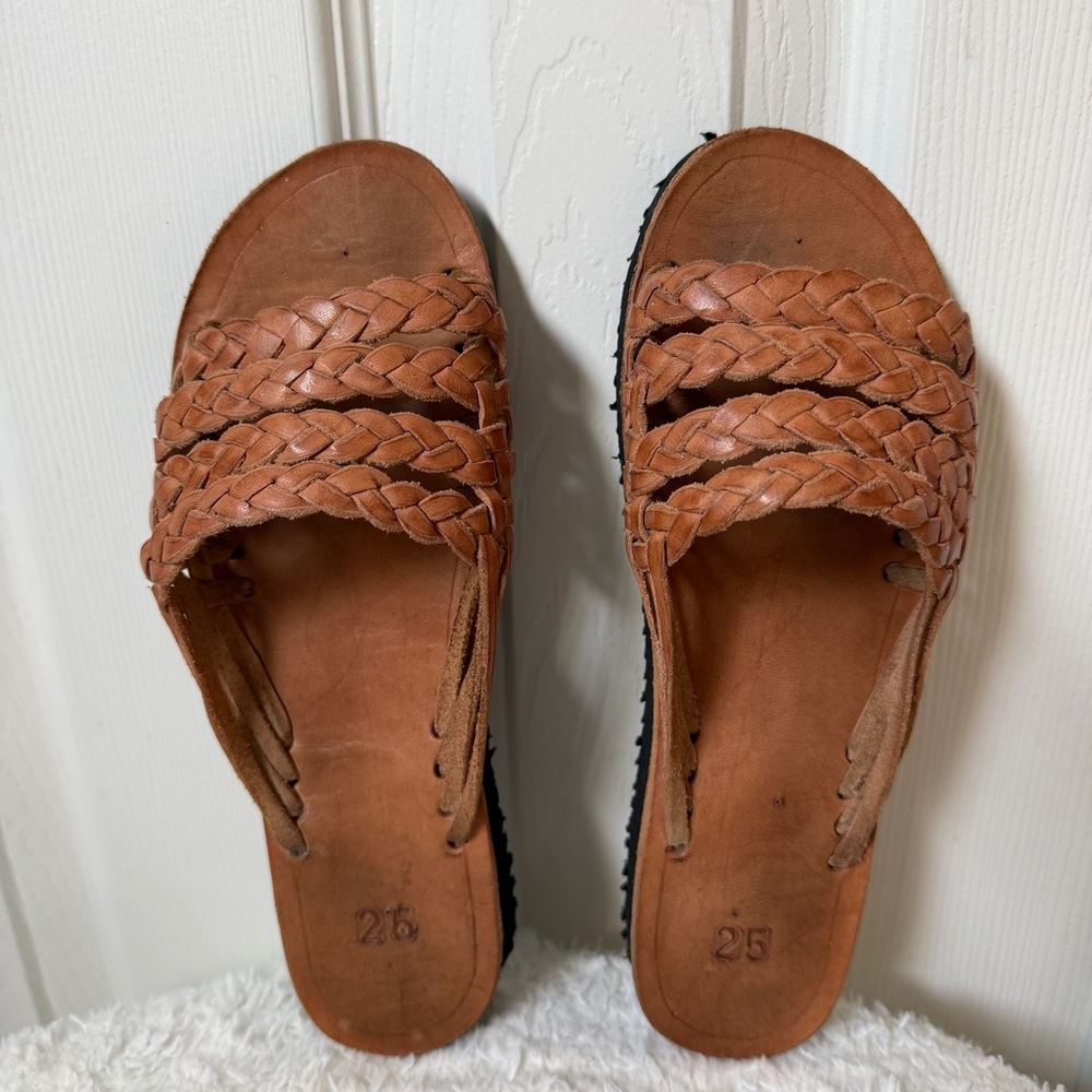 Mexican Braided Tan Leather Women's Huaraches Size 7